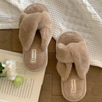 Women's Winter Cross-Strap Cotton Slippers