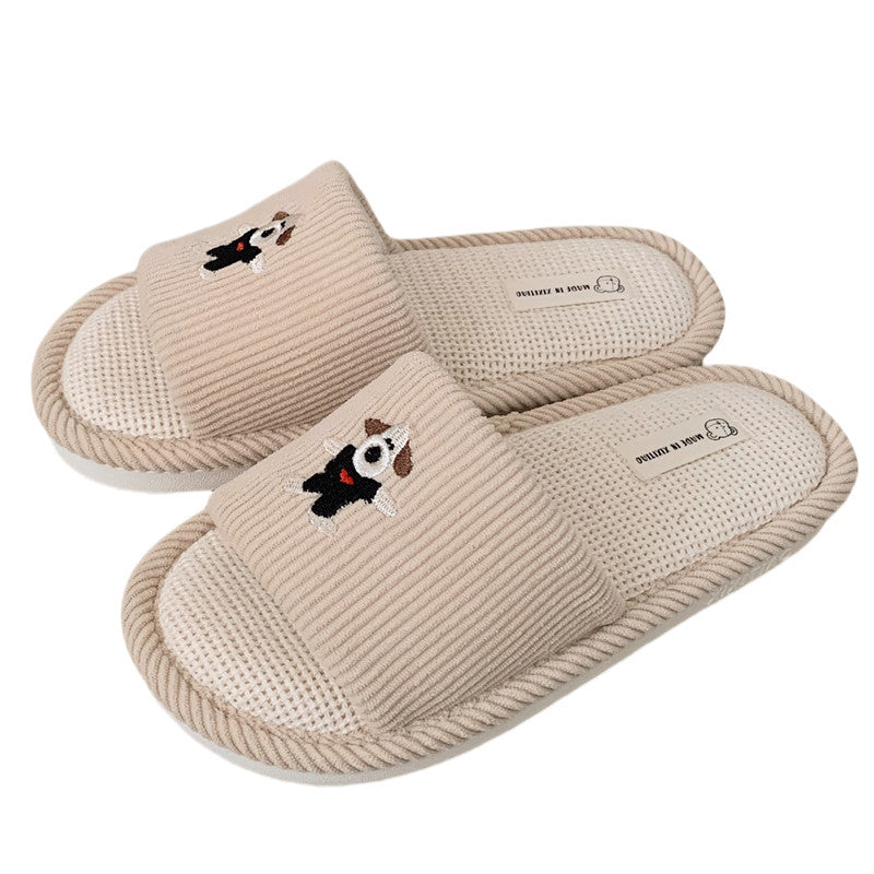Linen Cartoon Indoor Slippers