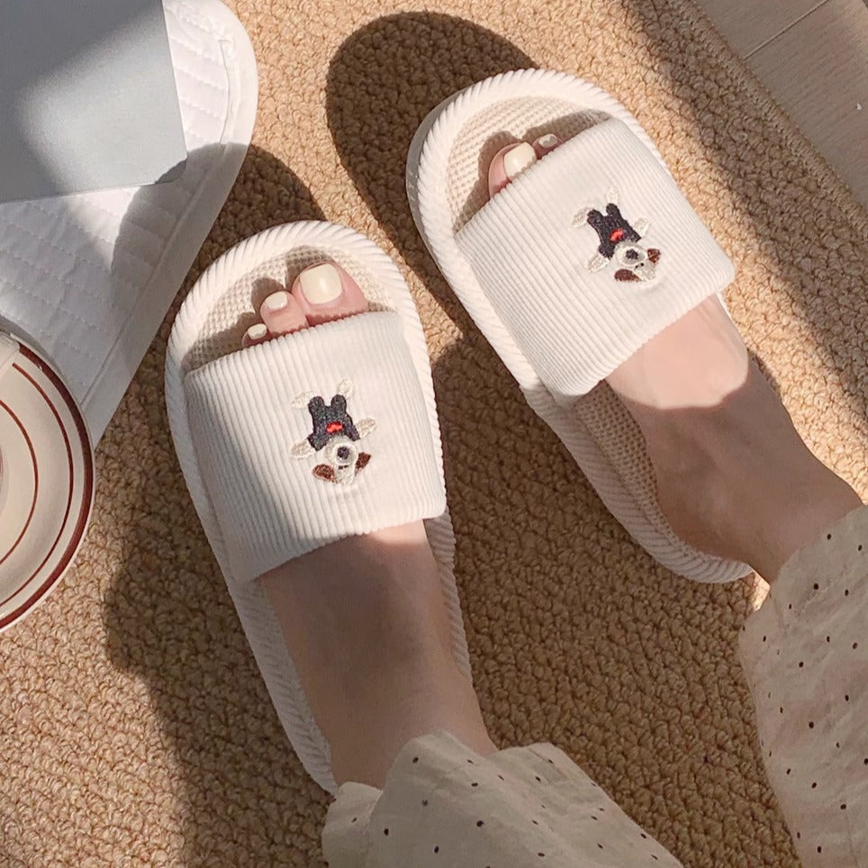 Linen Cartoon Indoor Slippers