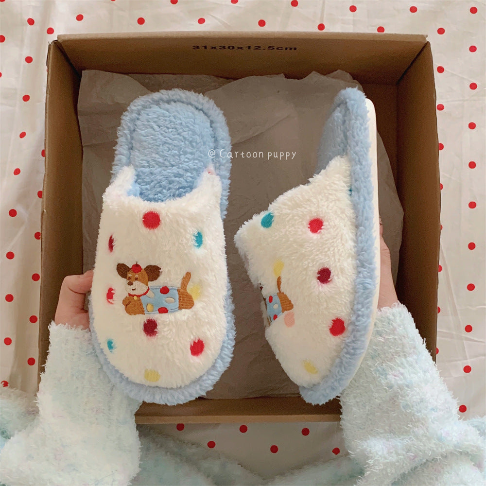 Colorful Dot Doggy Cotton Slippers
