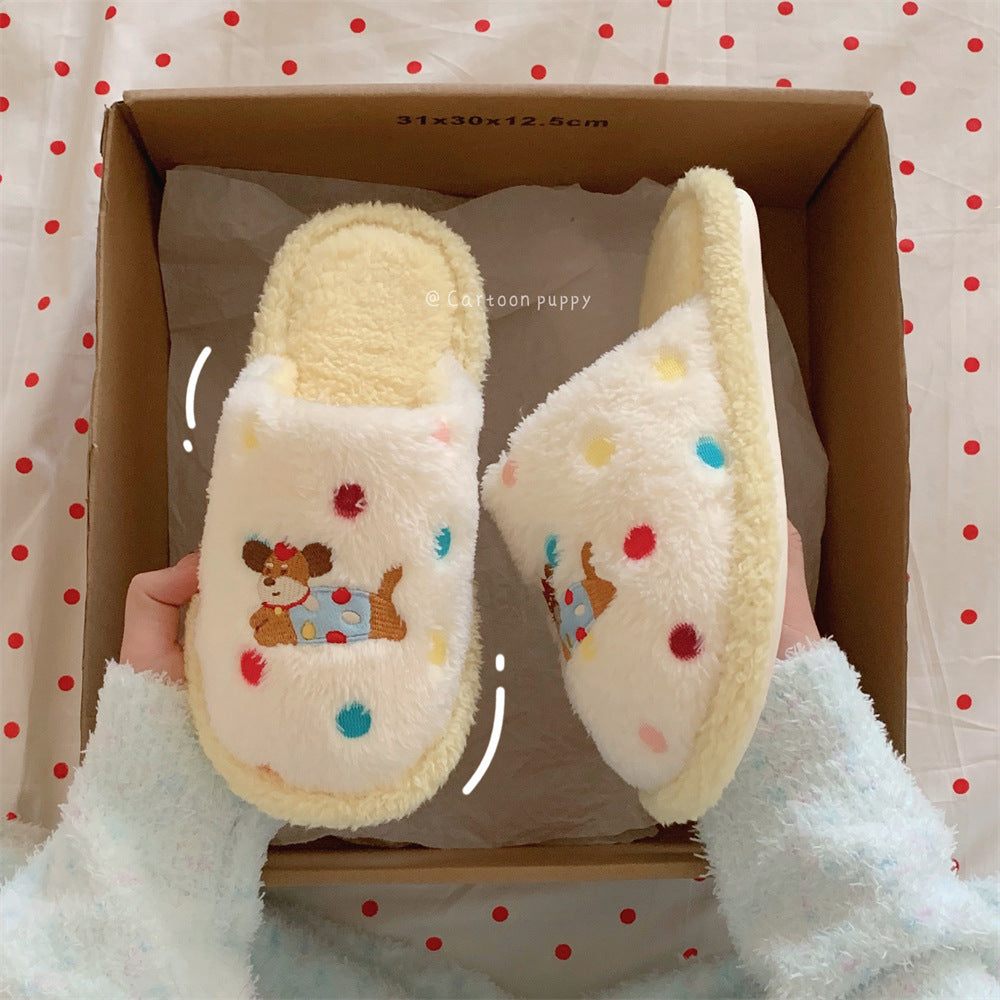 Colorful Dot Doggy Cotton Slippers