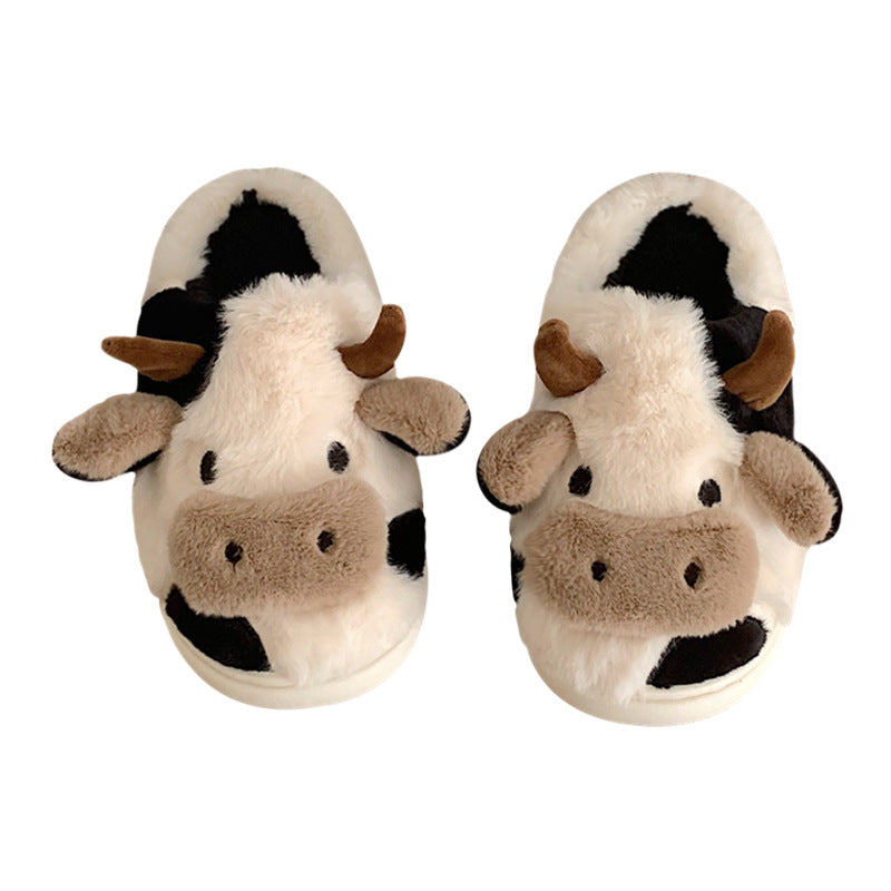 Cute Cow-Themed Cotton Indoor Slippers