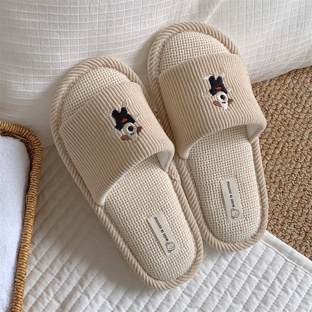 Linen Cartoon Indoor Slippers