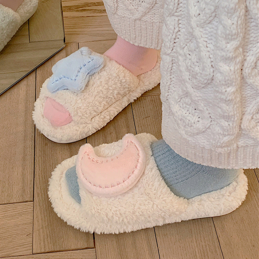 Sweet Star Moon Winter Cotton Slippers
